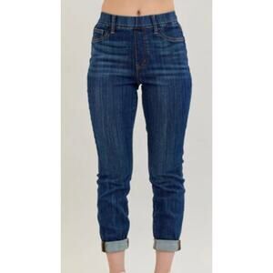 Judy Blue Pull-on Slim Fit High Rise Jeans Elastic Waist Dark Wash Stretch 14W